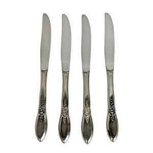 4 Oneida Community SPRING ROSE Stainless Knives 9 Inch Betty Crocker Knife VTG